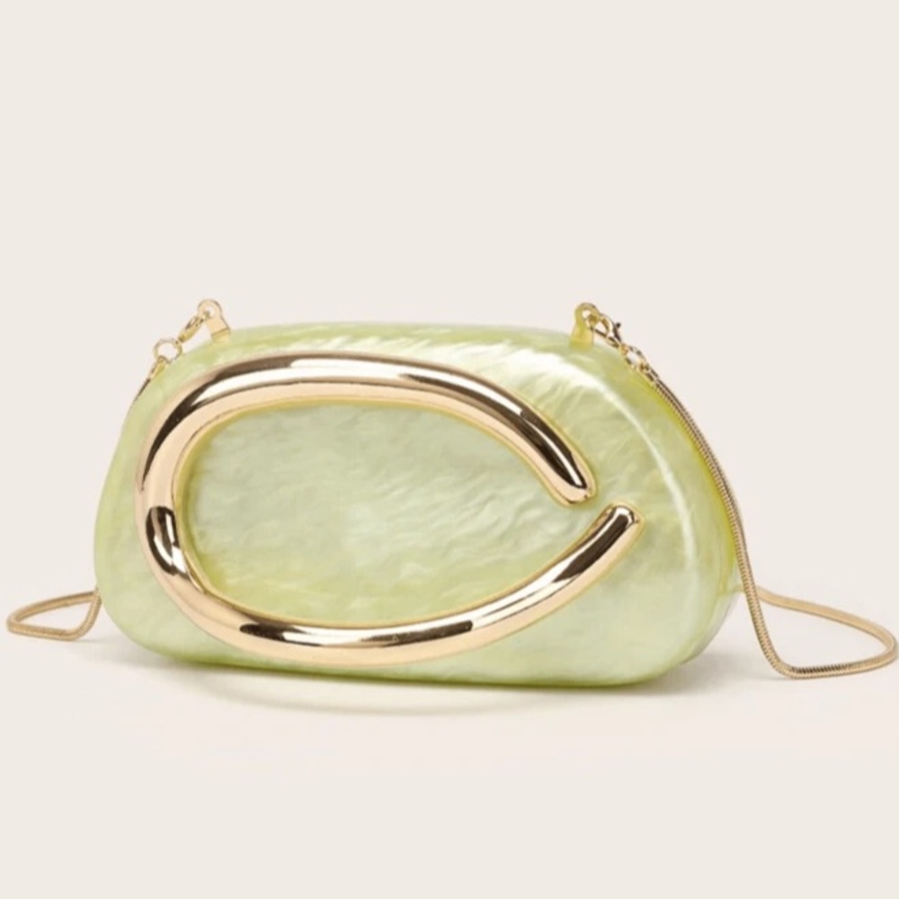 Gold Bronze Metallic Crossbody Clutch Bag